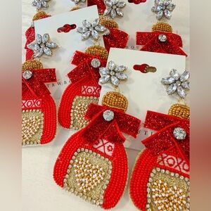 ❤️ New! Valentine’s Beaded XOXO Potion Bottle Earrings Red and Gold